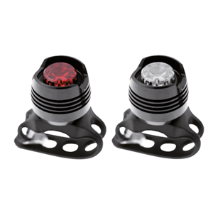 KIT FANALINO ANTERIORE+POSTERIORE WAG METAL IN ALLUMINIO, BATTERIE INCLUSE. COLORE NERO.