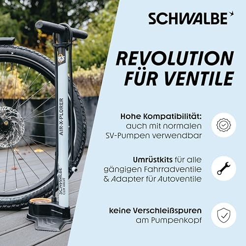 Kit di Conversione Schwalbe Clik Valve SV1 (2x Valvole con Tappo e Chiave)