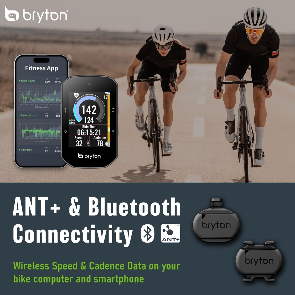 Bryton Fahrrad-Sensoren-Set Smart Geschwindigkeitssensor Und Smart Trittfrequenzsensor Kompatibel Mit Smartphone-App Und Fahrradcomputer über Blueto