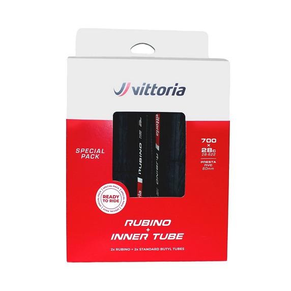Kit copertoni Vittoria Rubino V 700x28 graphene+silica g2.0 + 2 camere d'aria